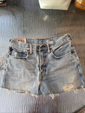 Abercrombie & Fitch Faded Light Blue Distressed Denim Cutoff Shorts